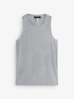 River Island Grey Muscle Rib Jersey Vests 3 Pack