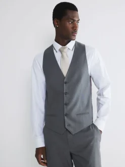 River Island Grey Plain Suit Waistcoat