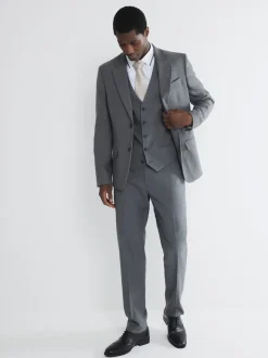 River Island Grey Plain Suit Waistcoat