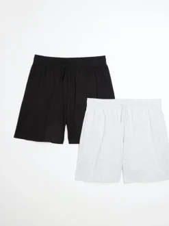 River Island Grey/Black Regular Fit Jersey Shorts 2 Pack