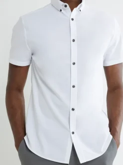 River Island White Muscle Fit Textured Shirt