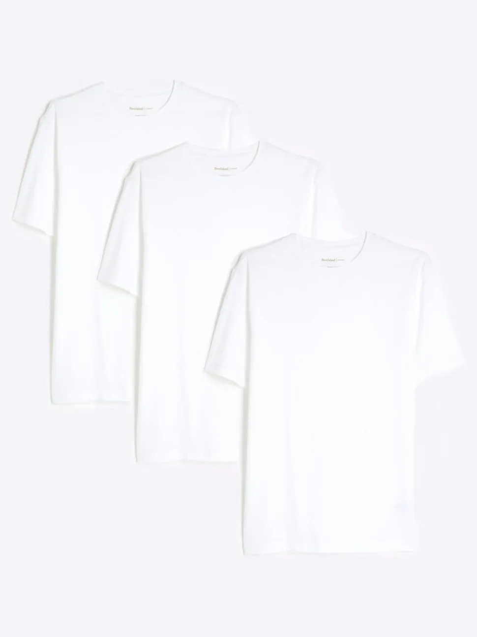 River Island White Muscle Fit Crew Neck Cotton Jersey T-Shirts 3 Pack
