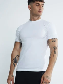 River Island White Muscle Fit Crew Neck Cotton Jersey T-Shirts 3 Pack