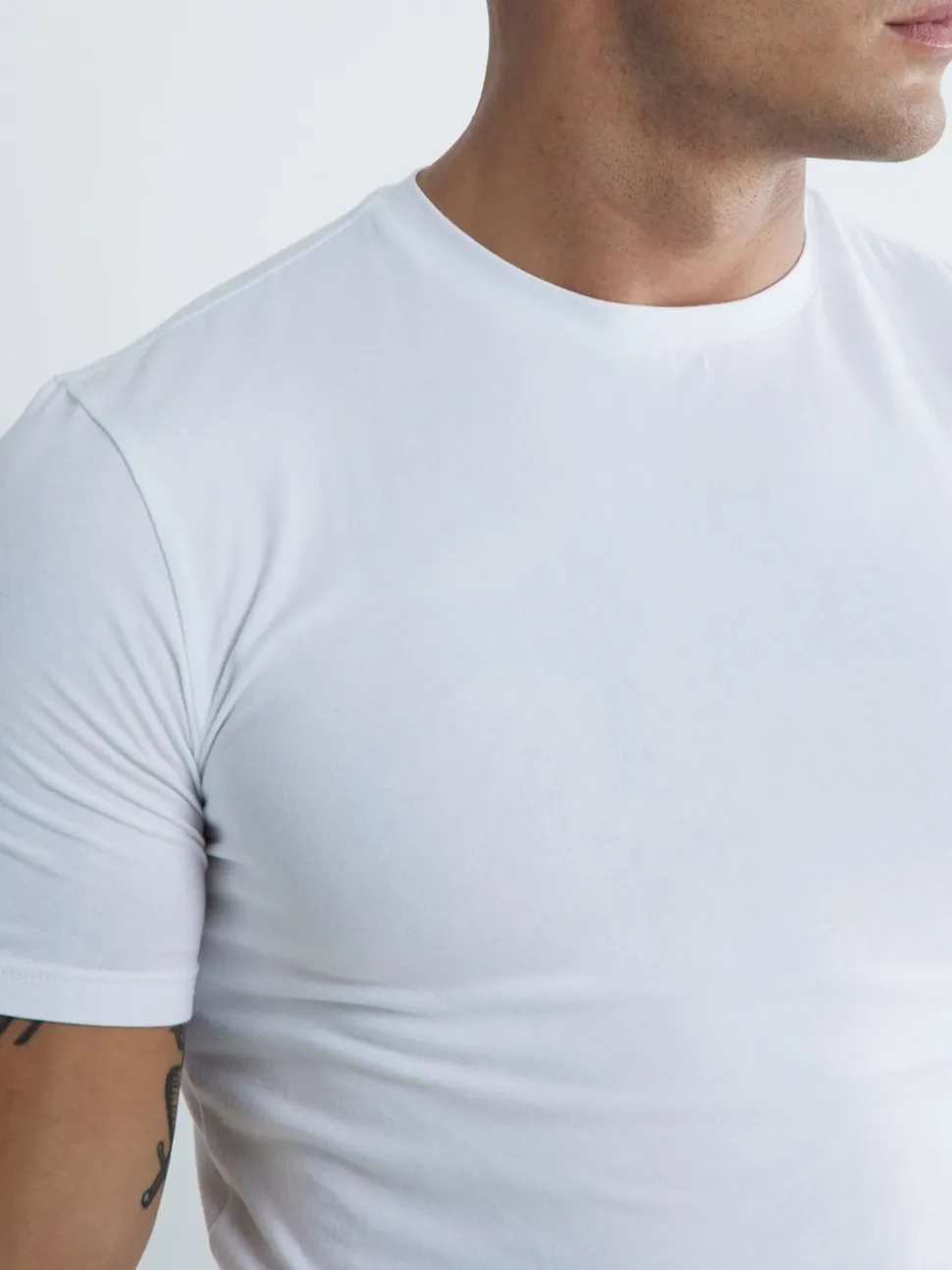 River Island White Muscle Fit Crew Neck Cotton Jersey T-Shirts 3 Pack