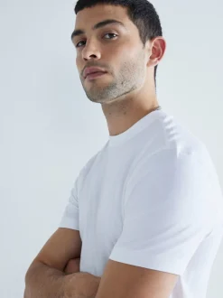 River Island White Slim Fit Crew Neck Cotton Jersey T-Shirts 3 Pack