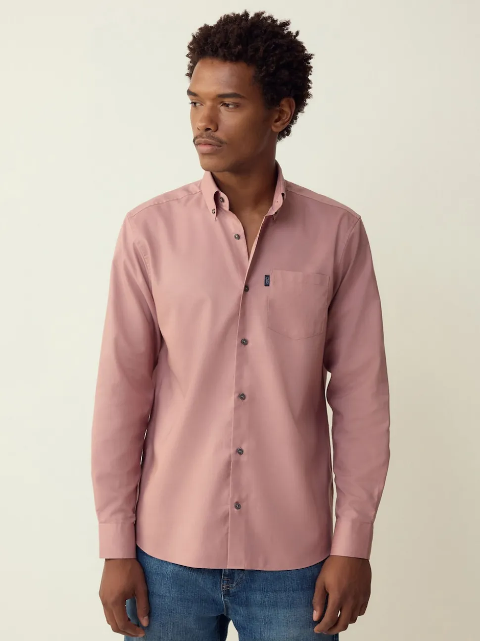 Rose Pink Regular Fit Button Down Easy Iron Oxford Shirt