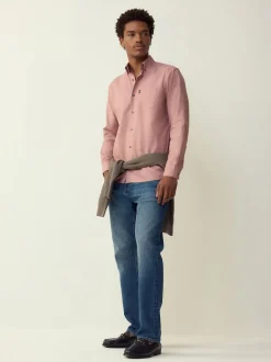 Rose Pink Regular Fit Button Down Easy Iron Oxford Shirt