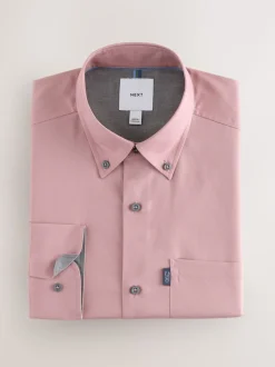 Rose Pink Regular Fit Button Down Easy Iron Oxford Shirt