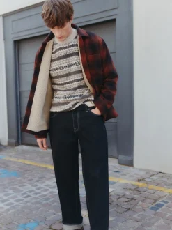 Rust Brown Borg Lined Check Shacket