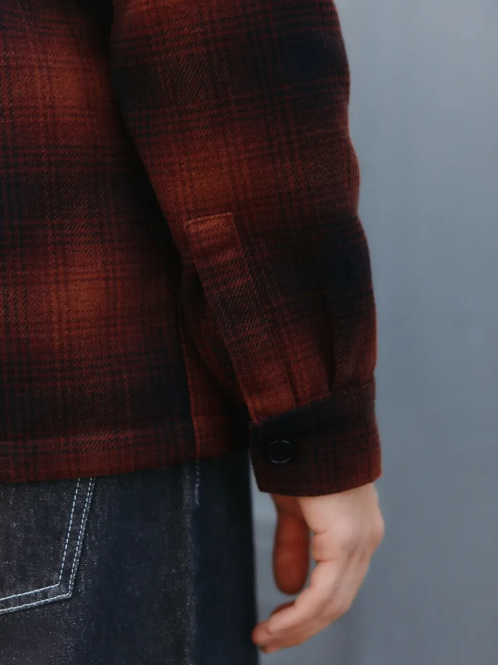Rust Brown Borg Lined Check Shacket