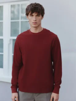 Rust Brown Micro Waffle Long Sleeve T-Shirt