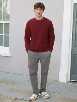 Rust Brown Micro Waffle Long Sleeve T-Shirt