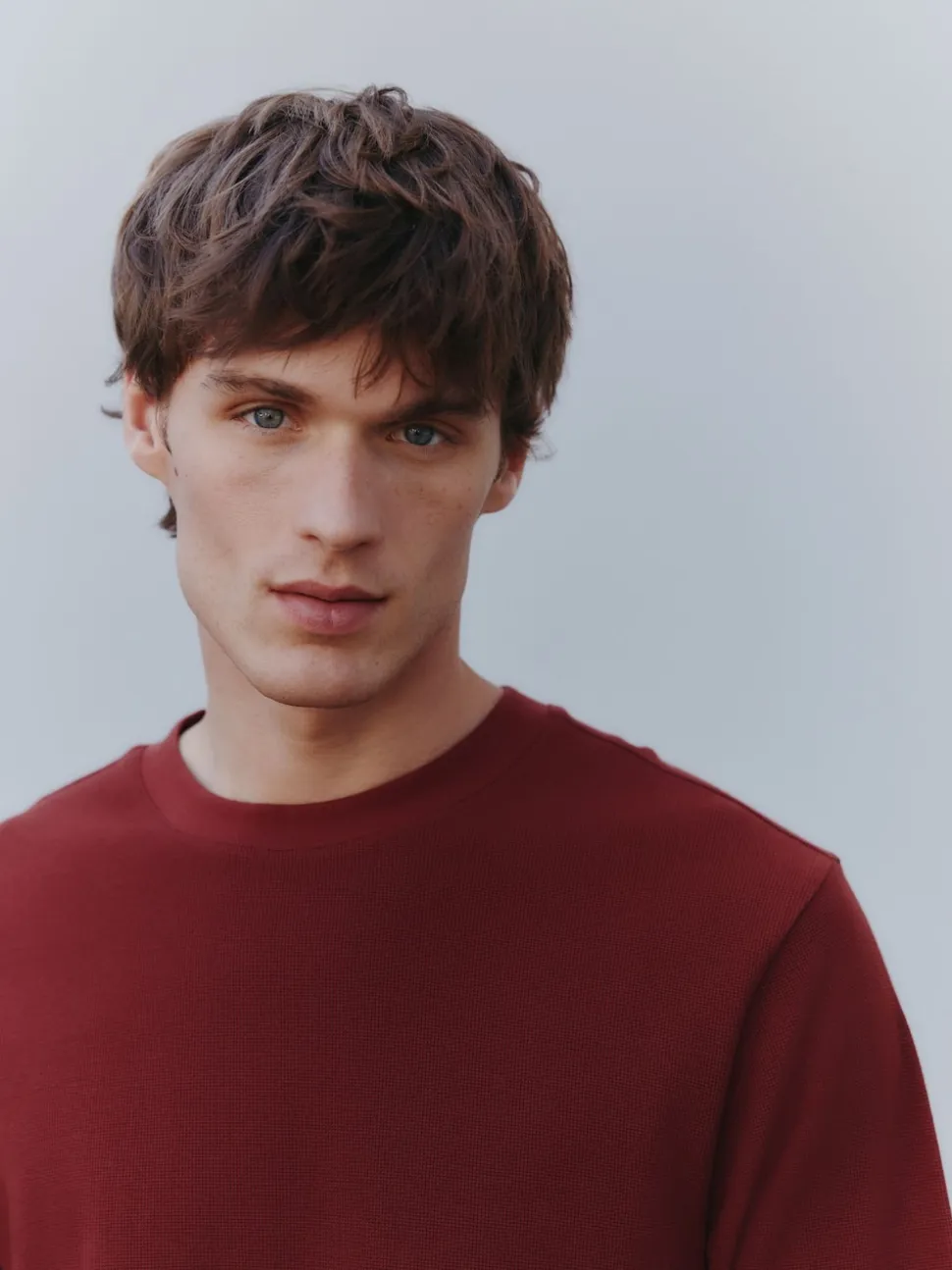 Rust Brown Micro Waffle Long Sleeve T-Shirt
