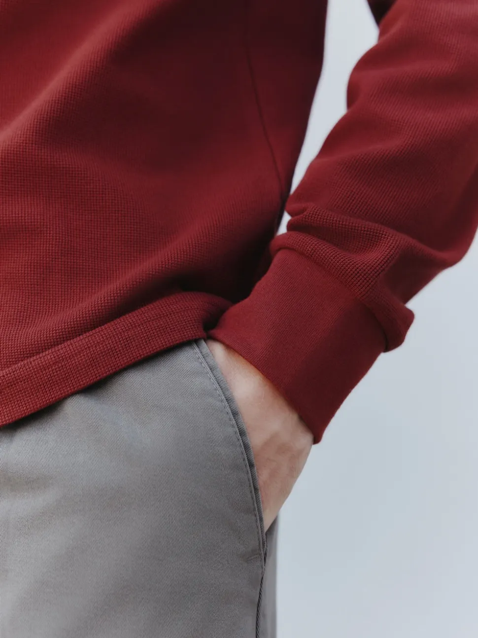 Rust Brown Micro Waffle Long Sleeve T-Shirt