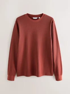Rust Brown Micro Waffle Long Sleeve T-Shirt
