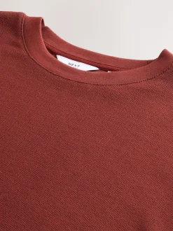 Rust Brown Micro Waffle Long Sleeve T-Shirt