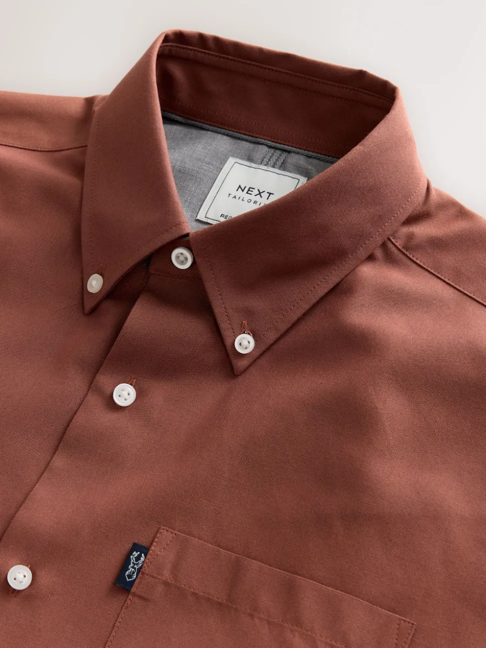 Rust Brown Regular Fit Button Down Easy Iron Oxford Shirt