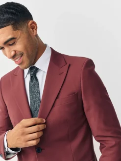 Rust Brown Slim Fit Slim Fit Motion Flex Wool Blend Suit Jacket