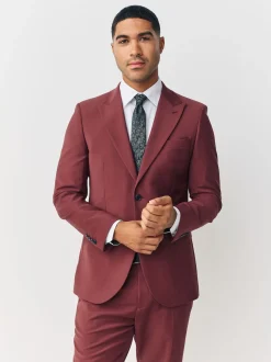 Rust Brown Slim Fit Slim Fit Motion Flex Wool Blend Suit Jacket