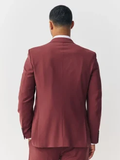 Rust Brown Slim Fit Slim Fit Motion Flex Wool Blend Suit Jacket