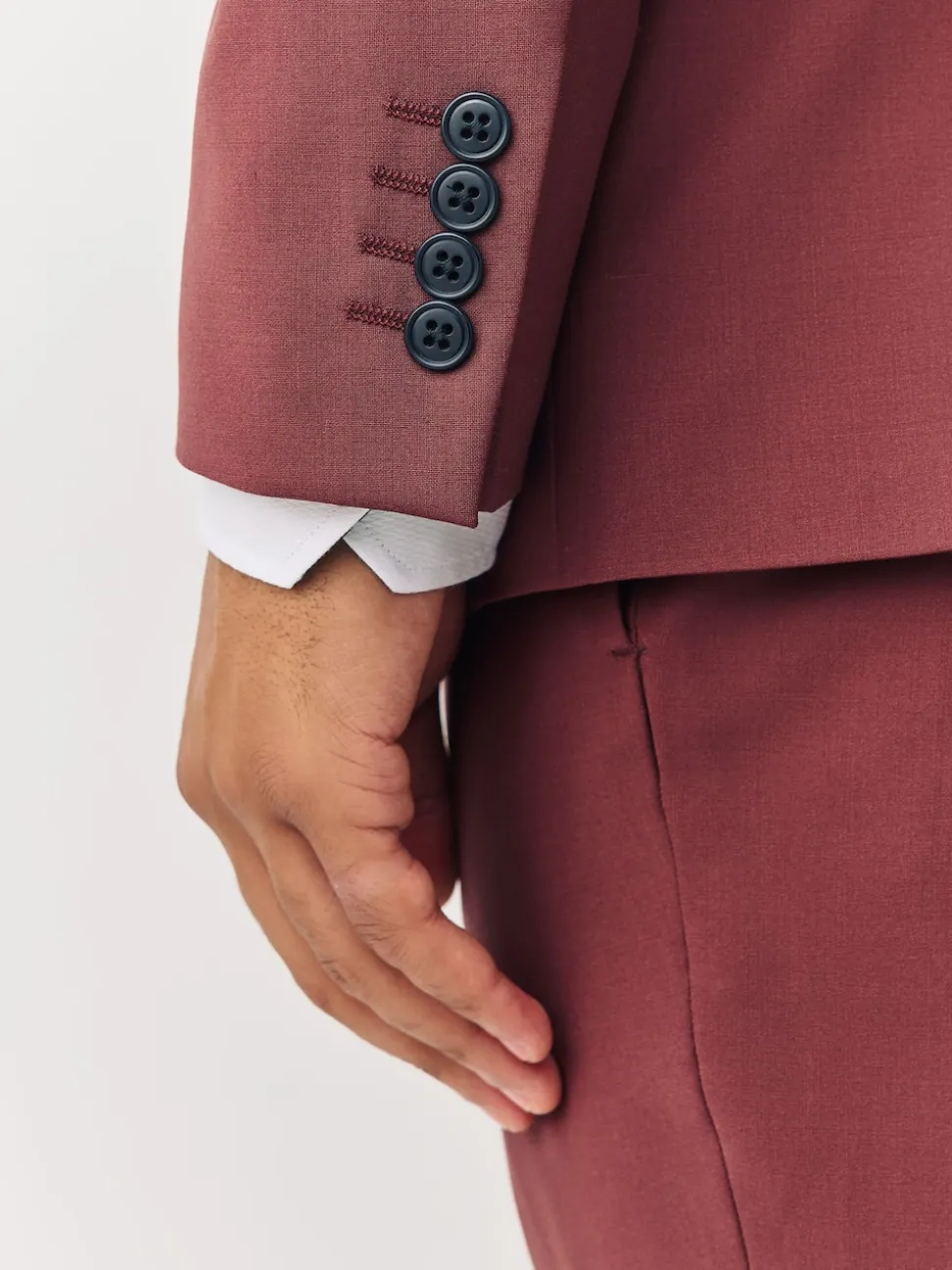 Rust Brown Slim Fit Slim Fit Motion Flex Wool Blend Suit Jacket