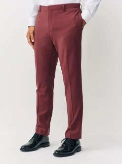 Rust Brown Slim Fit Slim Fit Motion Flex Wool Blend Suit Trousers