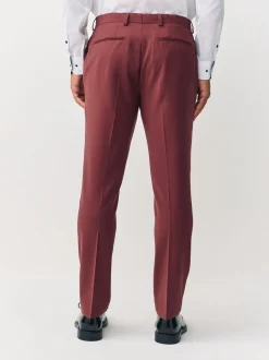 Rust Brown Slim Fit Slim Fit Motion Flex Wool Blend Suit Trousers