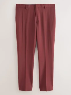 Rust Brown Slim Fit Slim Fit Motion Flex Wool Blend Suit Trousers