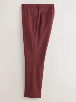 Rust Brown Slim Fit Slim Fit Motion Flex Wool Blend Suit Trousers
