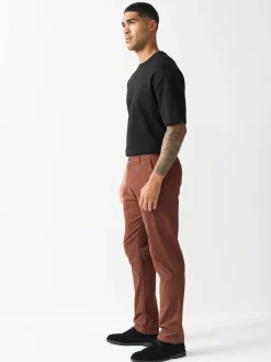 Rust Brown Slim Fit Stretch Chinos Trousers