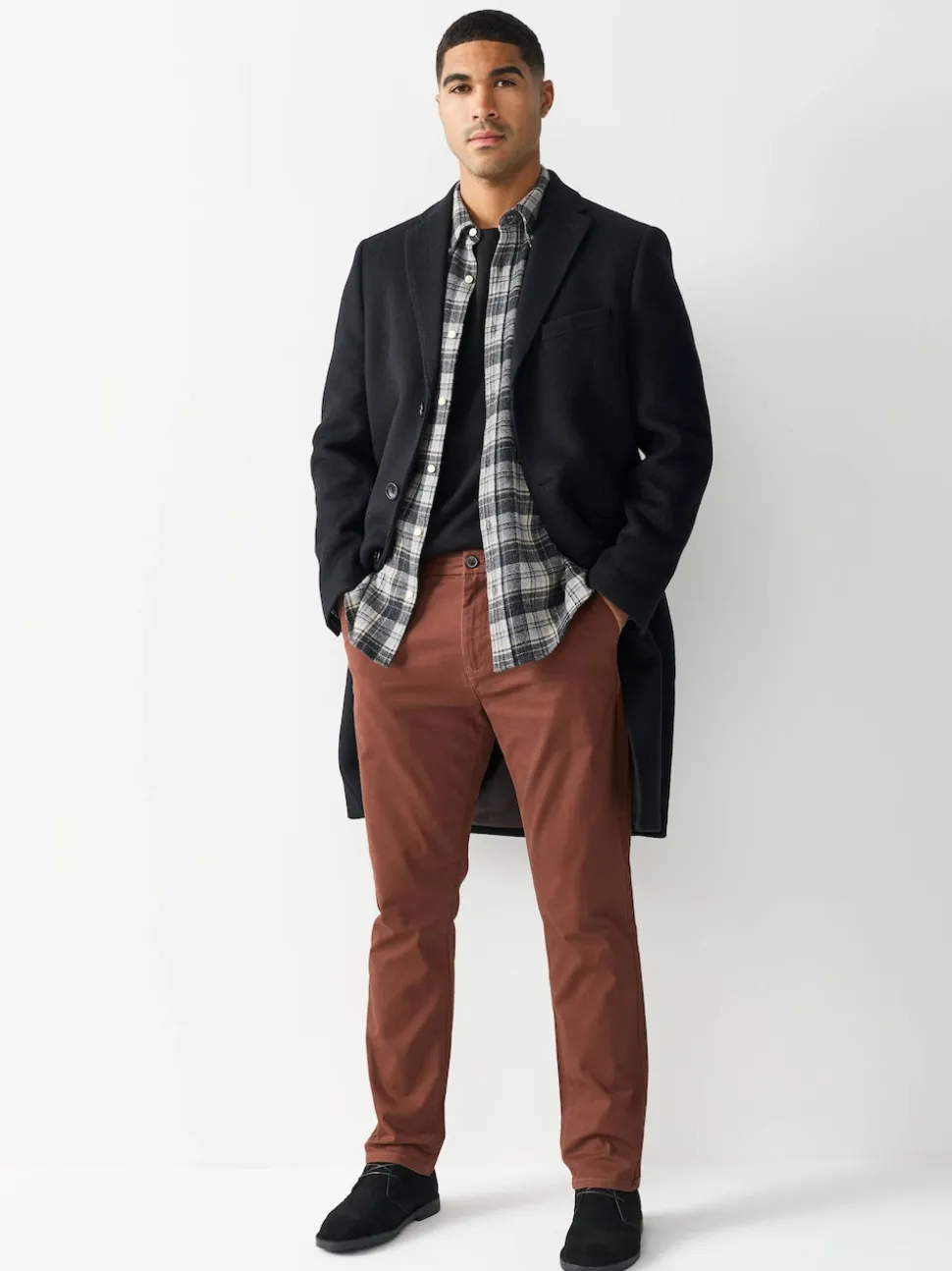 Rust Brown Slim Fit Stretch Chinos Trousers