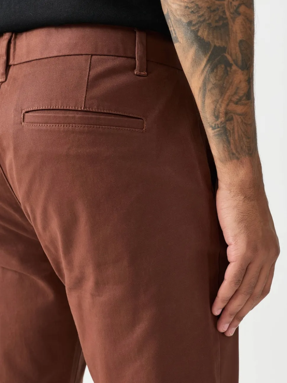 Rust Brown Slim Fit Stretch Chinos Trousers