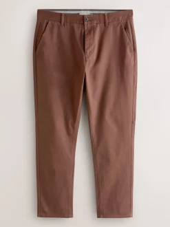 Rust Brown Slim Fit Stretch Chinos Trousers