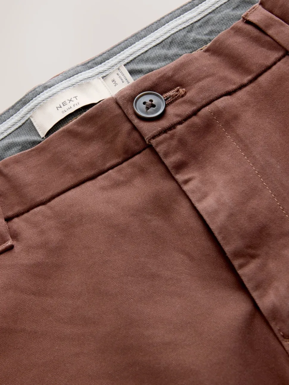 Rust Brown Slim Fit Stretch Chinos Trousers