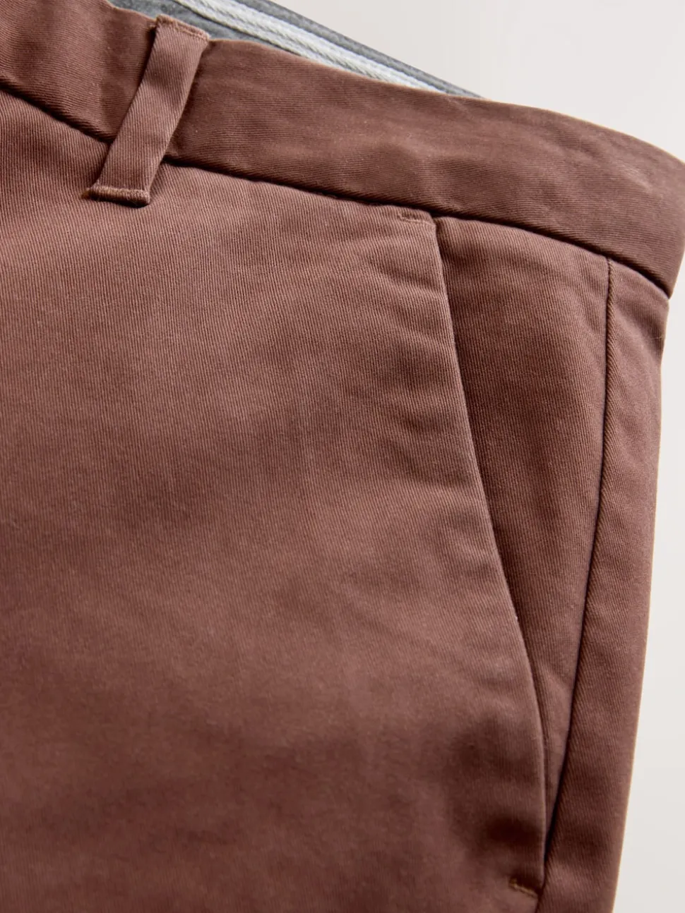 Rust Brown Slim Fit Stretch Chinos Trousers