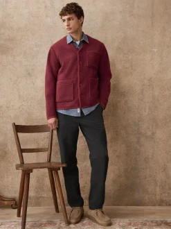 Rust Brown Wool Look Fleece Cardigan
