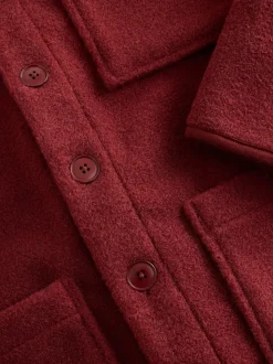 Rust Brown Wool Look Fleece Cardigan
