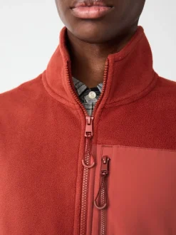 Rust Brown Zip Neck Utility Style Polar Fleece