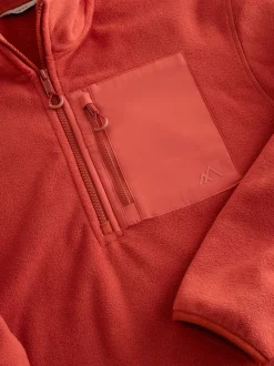 Rust Brown Zip Neck Utility Style Polar Fleece