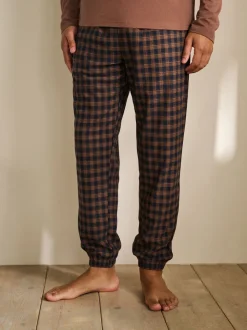 Rust Orange/Navy Blue Check Motionflex Cosy Long Sleeve Cuffed Pyjamas