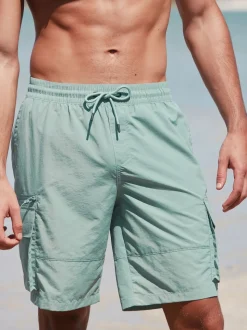 Sage Green Cargo Swim Shorts