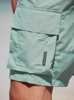 Sage Green Cargo Swim Shorts