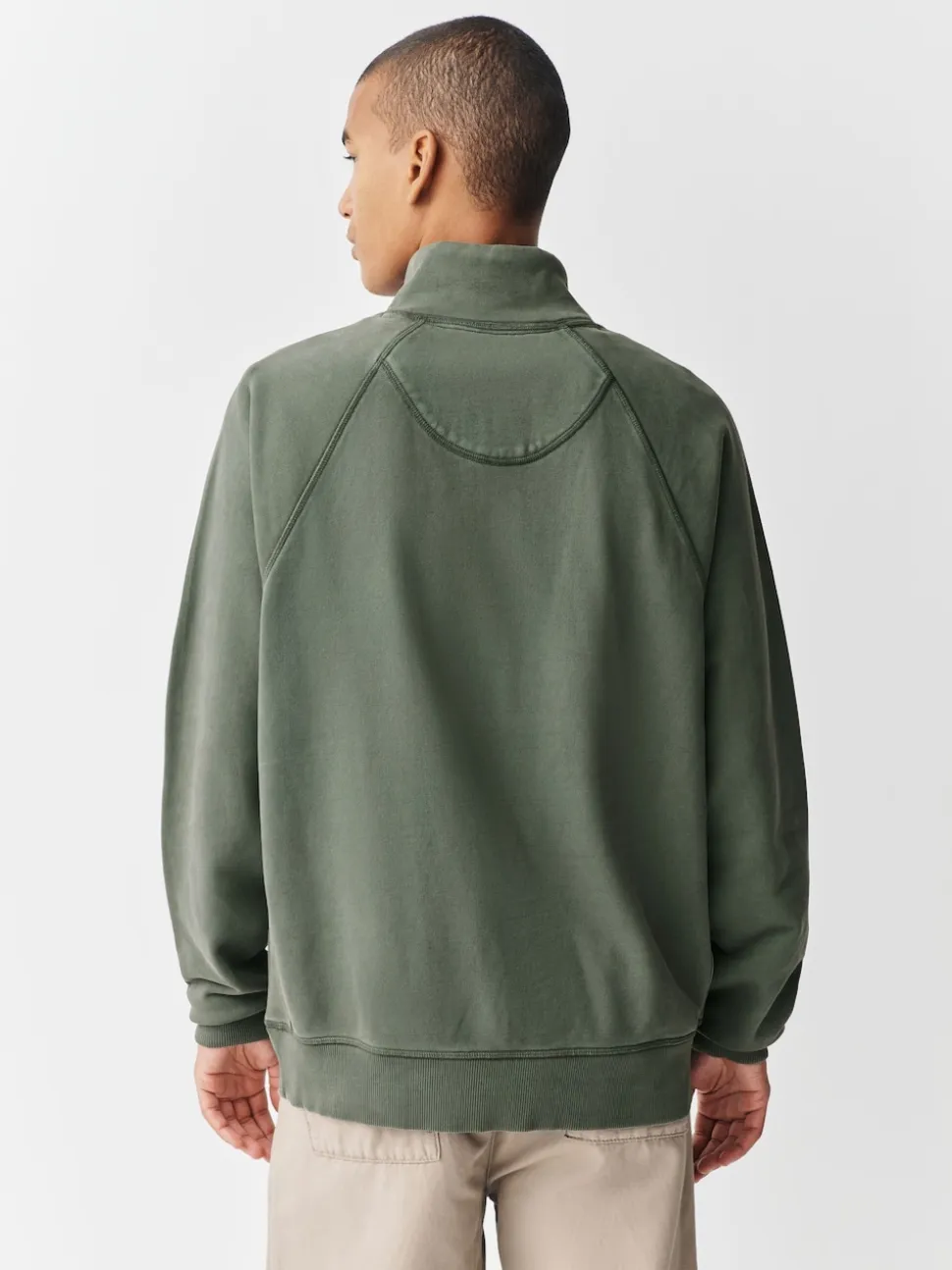 Sage Green Heavyweight Washed Quarter Zip Sweatshirt