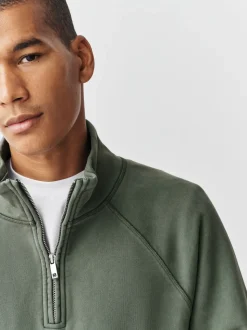 Sage Green Heavyweight Washed Quarter Zip Sweatshirt