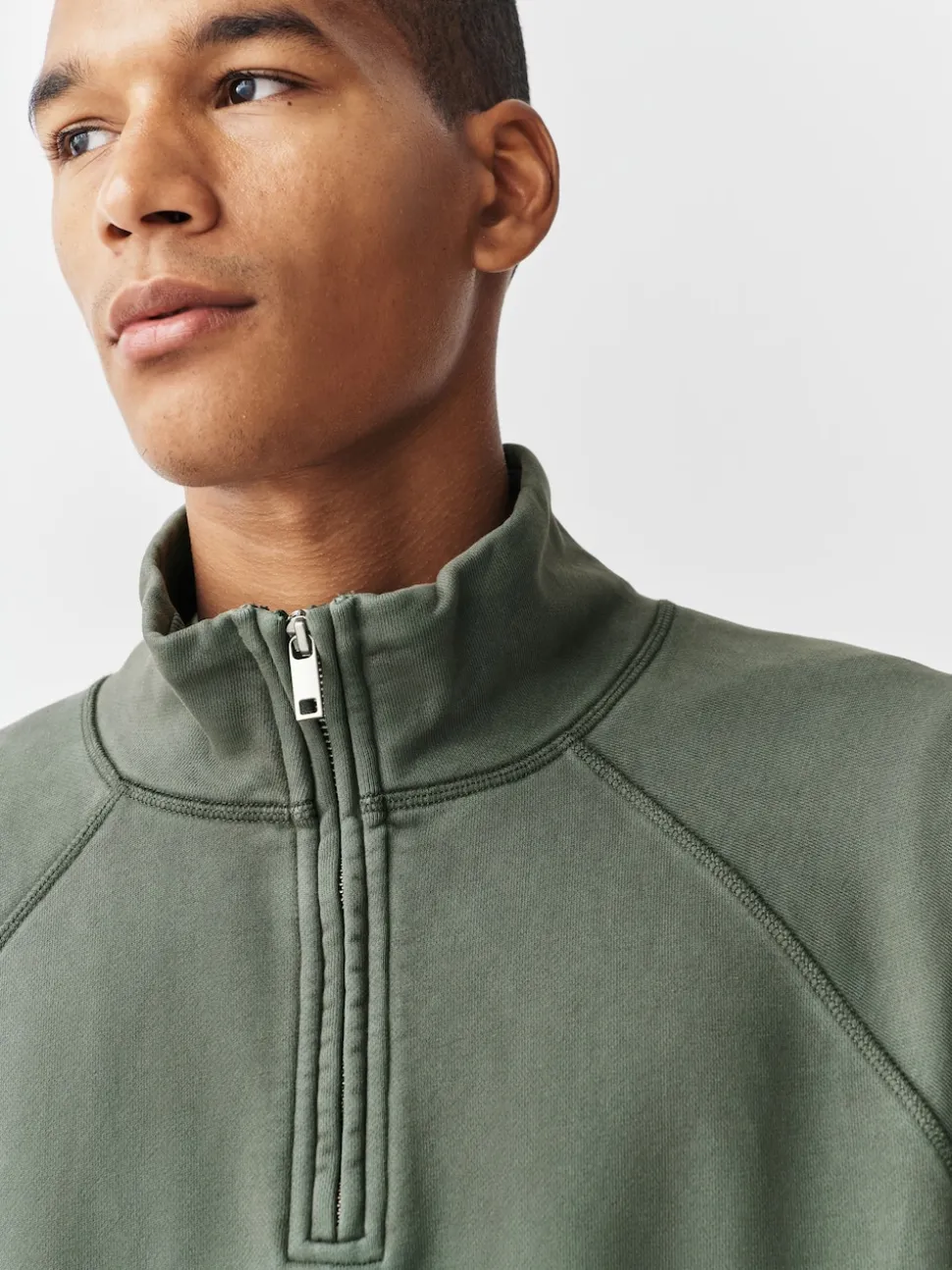 Sage Green Heavyweight Washed Quarter Zip Sweatshirt