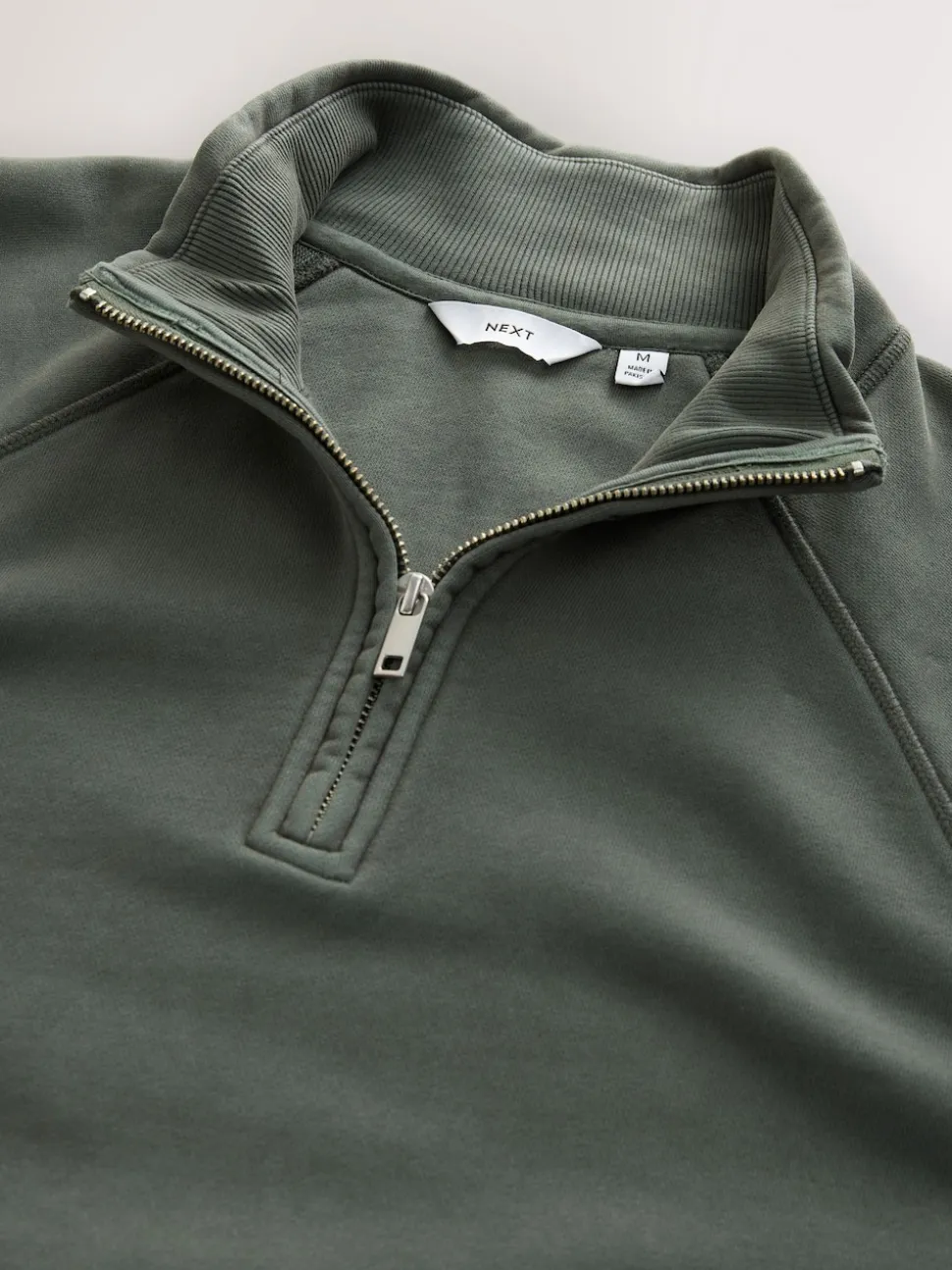 Sage Green Heavyweight Washed Quarter Zip Sweatshirt