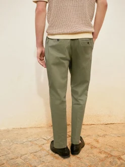 Sage Green N.Premium Regular Tapered Fit Smart Cotton Chinos with Elasticated Back and Stretch
