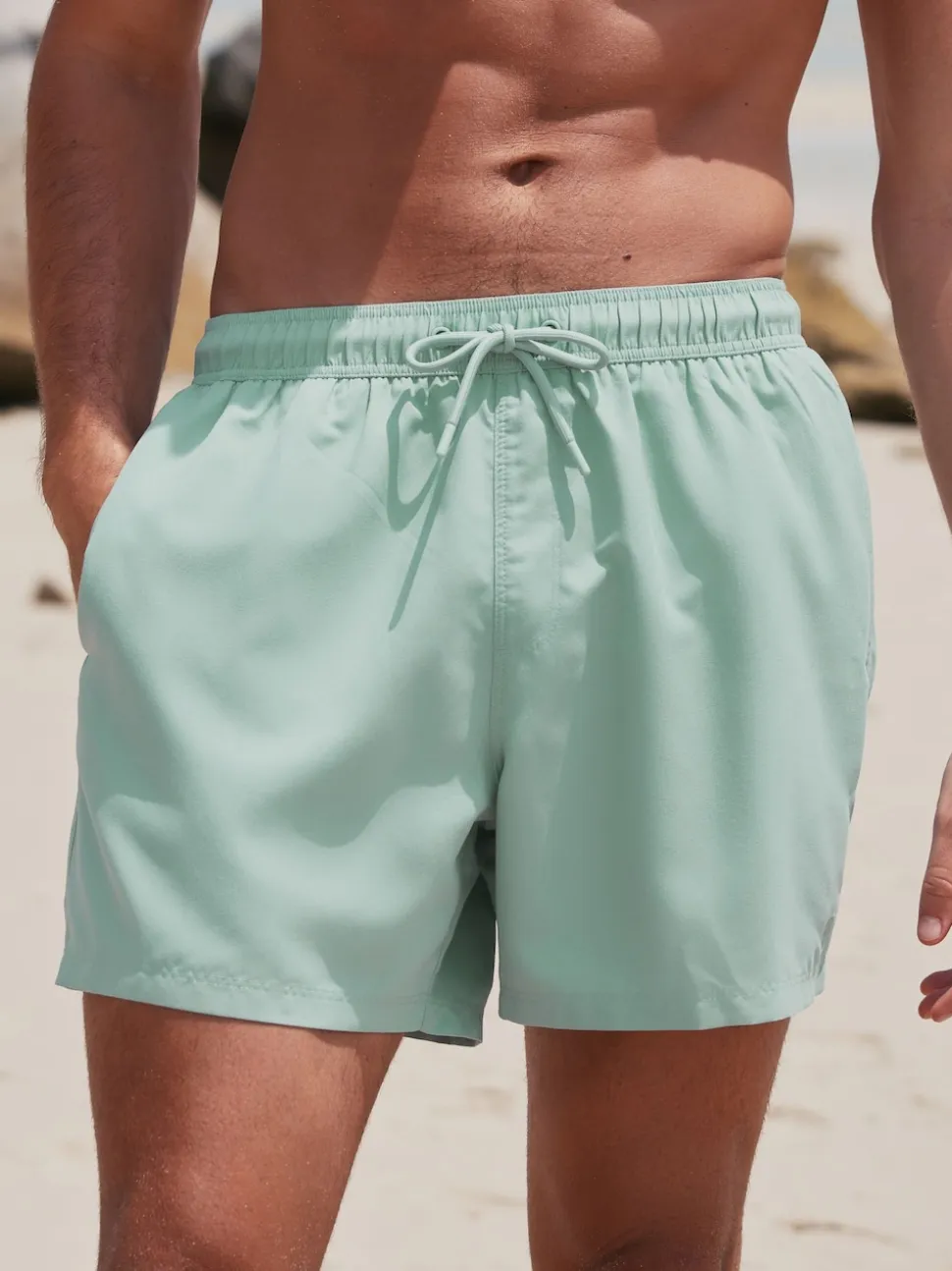 Sage Green Palm Logo Essential Swim Shorts