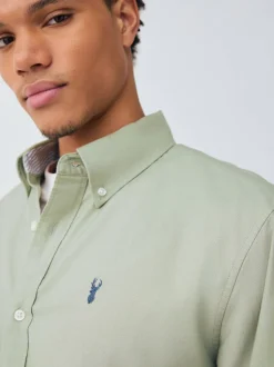 Sage Green Regular Fit Long Sleeve Oxford Shirt