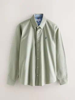 Sage Green Regular Fit Long Sleeve Oxford Shirt